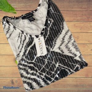 Black and white dressy top